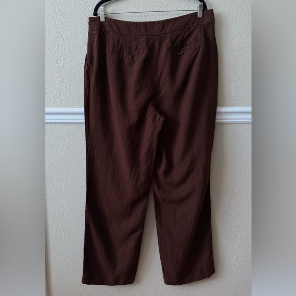 Talbots 100% Linen Southampton Pant Chocolate Brown Size 16 - Picture 9 of 10
